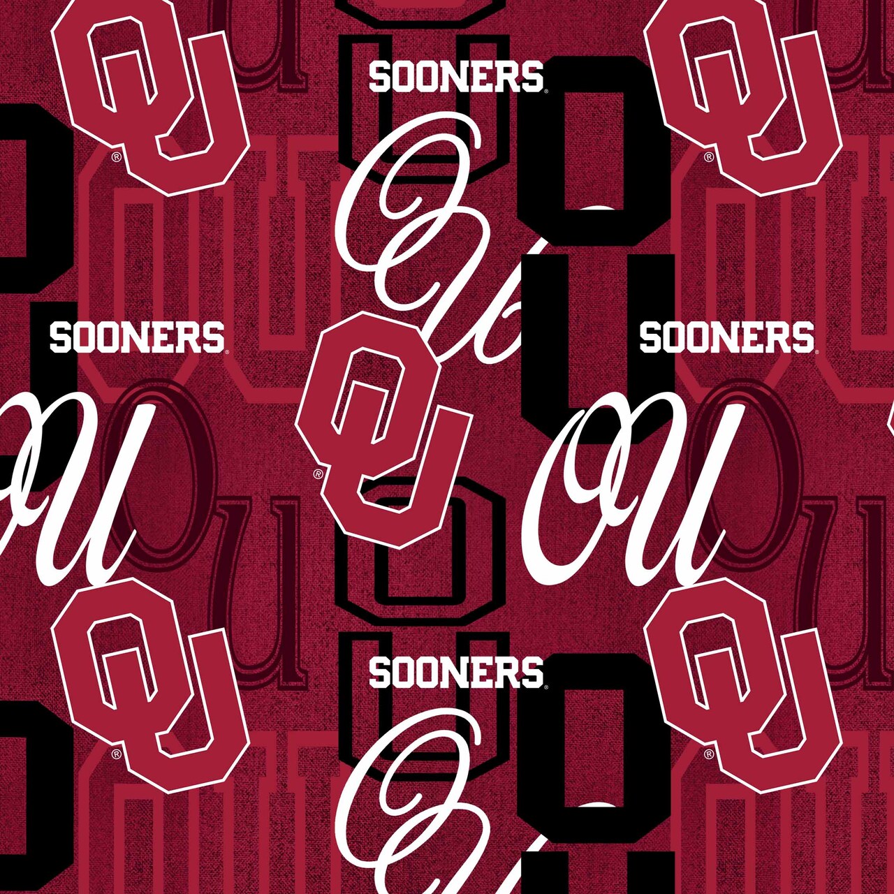 Sykel Enterprises-University of Oklahoma Cotton Quilting Fabric-Oklahoma Sooners Letters Cotton Fabric Sold by the Yard